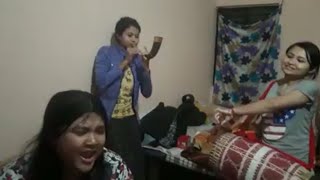 Bihu geetdhol and pepa badon by 3 hostel girls [upl. by Fihsak]