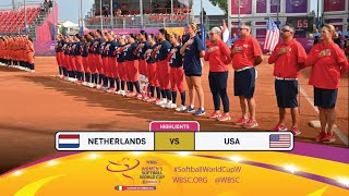 Highlights  Game 19 Netherlands vs USA  2024 WBSC Women’s Softball World Cup  Finals [upl. by Alym]