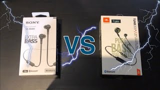 JBL VS SONY  Pertandingan dua Earphone JBL T205BT VS SONY WIXB400 INDONESIA [upl. by Adriano365]