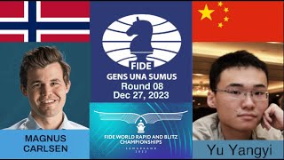 FIDE World Rapid Chess Championship 2023  Magnus Carlsen Vs Yu Yangyi [upl. by Adnaloy]