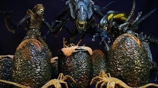 NECA ALIEN EGGS 6 PACK WITH 3 FACEHUGGERS  LV426 CAGED FREE XENOMORPH FIGURE REVIEW [upl. by Deth]