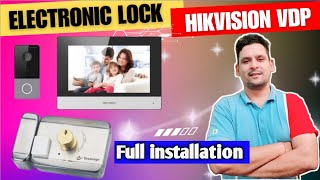 How to install Electronic Rim Lock with Hikvision VDP  Full installation [upl. by Yruy]