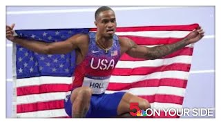 Quincy Halls incredible comefrombehind finish in mens 400meter final captured in photos [upl. by Naimerej]