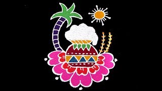 Simple amp very Easy Pongal Special Rangoli 2019  5x3 Middle Dots Latest Pongal Kolam 2019 [upl. by Darrell126]