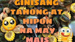 GINISANG TAHONG AT HIPON NA MAY MAIS  OUR OWN VERSION  EASY RECIPE  ITSMEJAY CHANNEL [upl. by Neleh710]