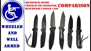 Microtech SOCOM vs ProTech TR3 Operator vs Benchmade Casbah 4400 Comparison [upl. by Dollar995]