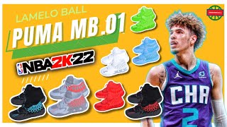 NBA 2K22 Shoe Creator PUMA Lamelo Ball MB01 Colorways Creation Tutorial [upl. by Gone]