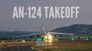 An124 takes off at Canberra Airport [upl. by Enaitsirhc]