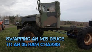 BODY SWAP AN M35A2 DEUCE AND A HALF CAB ON TO AN 06 RAM CHASSIS [upl. by Houston556]