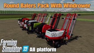 Round Balers Pack With Windrower [upl. by Shaylynn]