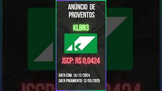 Anúncio de Proventos  KLBN3  Klabin [upl. by Judsen]