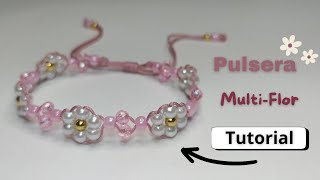 Te Enseño a Realizar Linda Pulsera MultiFlor DIY Tutorial [upl. by Rodrich]