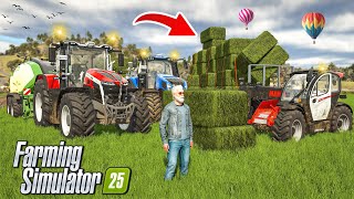 Cutting Lots GRASS amp Making GRASS BALES In Fs25  Farming Simulator 25  Timelapse [upl. by Thaxter]