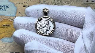 Rare Roman Republic 49 BC Salus Goddess of Health Denarius Coin in Gold Pendant [upl. by Schell]