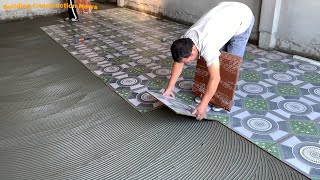 Professional Indoor Large Playground Construction Workers Use Beautifully Patterned Ceramic Tiles [upl. by Galatea]