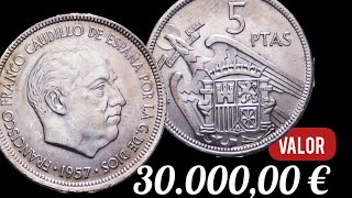 Moneda de 5 Pesetas de Franco de 1957 Una Joya Valiosa de España [upl. by Bollen]