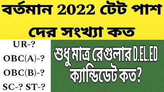 বর্তমান 2022 টেট পাশ দের সংখ্যা কত  শুধুমাত্র রেগুলার DELED ক্যান্ডিডেট কত মাত্র ৩০ হাজার [upl. by Rosemonde]