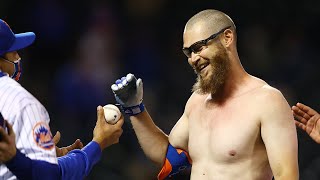 Patrick Mazeika celebrates shirtless after walkoff for Mets [upl. by Eibob595]