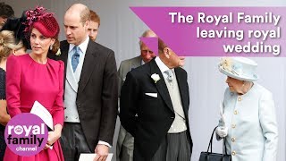 The Royal Family leaving Princess Eugenies wedding [upl. by Airrat]