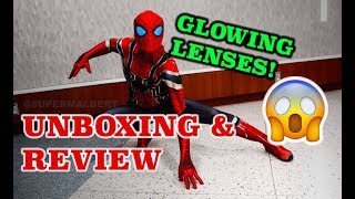 Iron Spider Cosplay suit unboxing and review from ZentaiZone With Glowing Lenses [upl. by Malcolm]