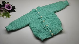 Top To Down Baby Cardigan  Easy Baby Jacket 0 To 3 Months [upl. by Gehman]