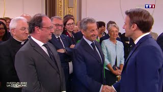 Investiture  Emmanuel Macron salue Nicolas Sarkozy et François Hollande [upl. by Plato]