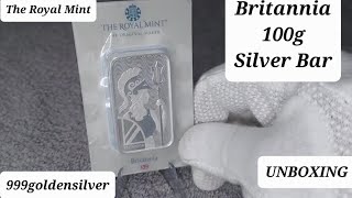 Britannia 100g Silver Bar  The Royal Mint  999 Silver  Unboxing silver [upl. by Nylevol511]