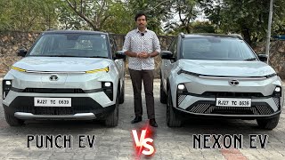 TATA Punch EV VS TATA Nexon EV  Detailed Comparison [upl. by Holzman]