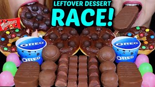 ASMR LEFTOVER DESSERT RACE MALTESERS CHOCOLATE DONUT OREO ICE CREAM CUPS MILKA OREO BALLS KINDER [upl. by Kreiker541]