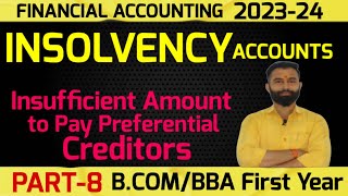 Insolvency Accounts  Insufficient Amount to Pay Preferential Creditors  BCom  Sem1 Part8 [upl. by Misty]