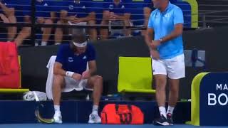 Stefanos Tsitsipas hit his father with racket in ATP Cup match [upl. by Rabka]