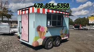 turn key ready ice cream trailer enclosed concession 7x12 w equipment business [upl. by Pepin]