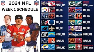 NFL WEEK 1 SCHEDULE 2024  GAME PREVIEW DATE amp TIMES  NFL FOOTBALL SCHEDULE FOR 2024 SEASON [upl. by Nimrak148]