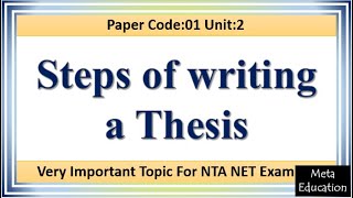 Lecture91 Steps of Writing a Thesis  How to Write a Thesis  Important topic for NTA NET Paper 1 [upl. by Eniliuqcaj102]