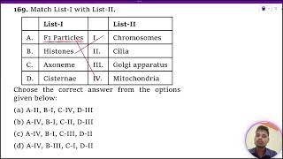 Match ListI with ListII ListI ListII A F1 Particles I Chromosomes B Histones II Cilia C Axoneme [upl. by Odine]