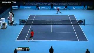 Federer Strikes Hot Shot Backhand In London Final Vs Nadal [upl. by Dart]