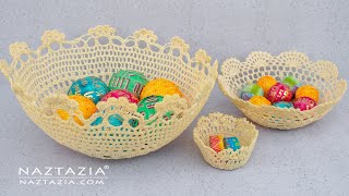 DIY LACE BOWL and BASKET from a DOILY  Upcycle and Recycle Crochet Knitted and Tatted Doilies [upl. by Launam]