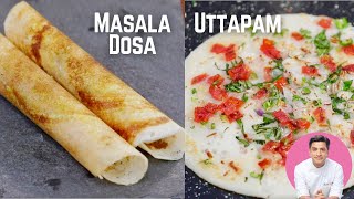 Crispy Masala Dosa Recipe  Uttapam Recipe  Coconut Chutney  Kunal Kapur South Indian Breakfast [upl. by Nakasuji261]