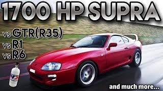 Toyota Supra 1700hp BIG Single Turbo vs GTR r35 vs r1 vs r6antilag 2 stepStraight from hell [upl. by Adnilg411]