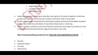 FUNCTIONAL AND NON FUNCTIONAL REQUIREMENTS OF ONLINE VACCINATION SYSTEM WITH STAKEHOLDER  ACTOR [upl. by Zosima]