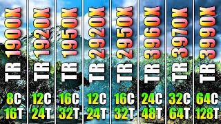 Ryzen ThreadRipper 1900X vs 1920X vs 1950X vs 2920X vs 2950X vs 3960X vs 3970X vs 3990X  RTX 3080 [upl. by Oremoh]