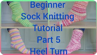 Beginner Sock Knitting Tutorial Part 5 Heel Turn on 9quot Circular needles [upl. by Nirtiac964]