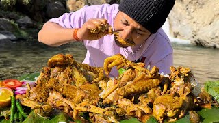 Eating by the river 🌊 RECIPE amp MUKBANG  STICKY amp YUMMY COUNTRY CHICKEN WITH PAHADI LOCAL SALAD [upl. by Enorej]