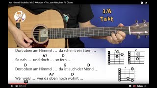 Am Himmel Kinderlied mit 3 Akkorden  Text zum Mitspielen für Gitarre [upl. by Martino]