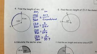 Unit 11 Review 4  Finding arc length in a circle [upl. by Amliw]