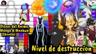 ESCALA DE DESTRUCCION DIOSES DEL ANIME MANGA amp MANHWA [upl. by Adnawot]