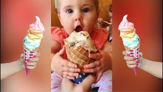 New Funny Baby Eating Ice Cream For the First Time 4  Funny Cute Baby [upl. by Honorine]