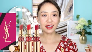 YSL  Rouge Volupte Shine Spring Trio ReviewLip Swatch [upl. by Calmas]