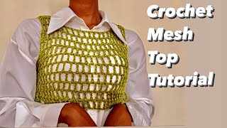 DIY Crochet Mesh Top Coverup  Vest Tutorial ZxCrochets [upl. by Lleret]