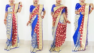 atpoure banarasi saree wearing styles  atpoure saree porar style  bengali bridal saree draping [upl. by Rye]